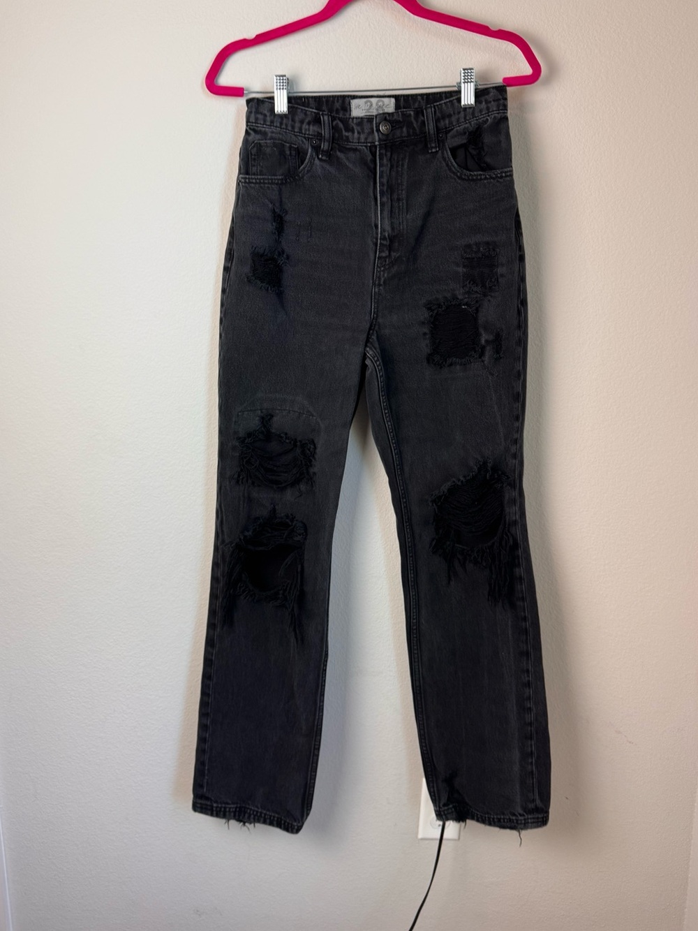 Free people washed out black distressed jeans 28